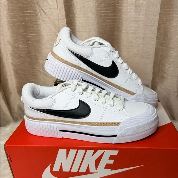 Nike Womens Nike Court Legacy Lift White Black Shoes - Picture 4 of 9